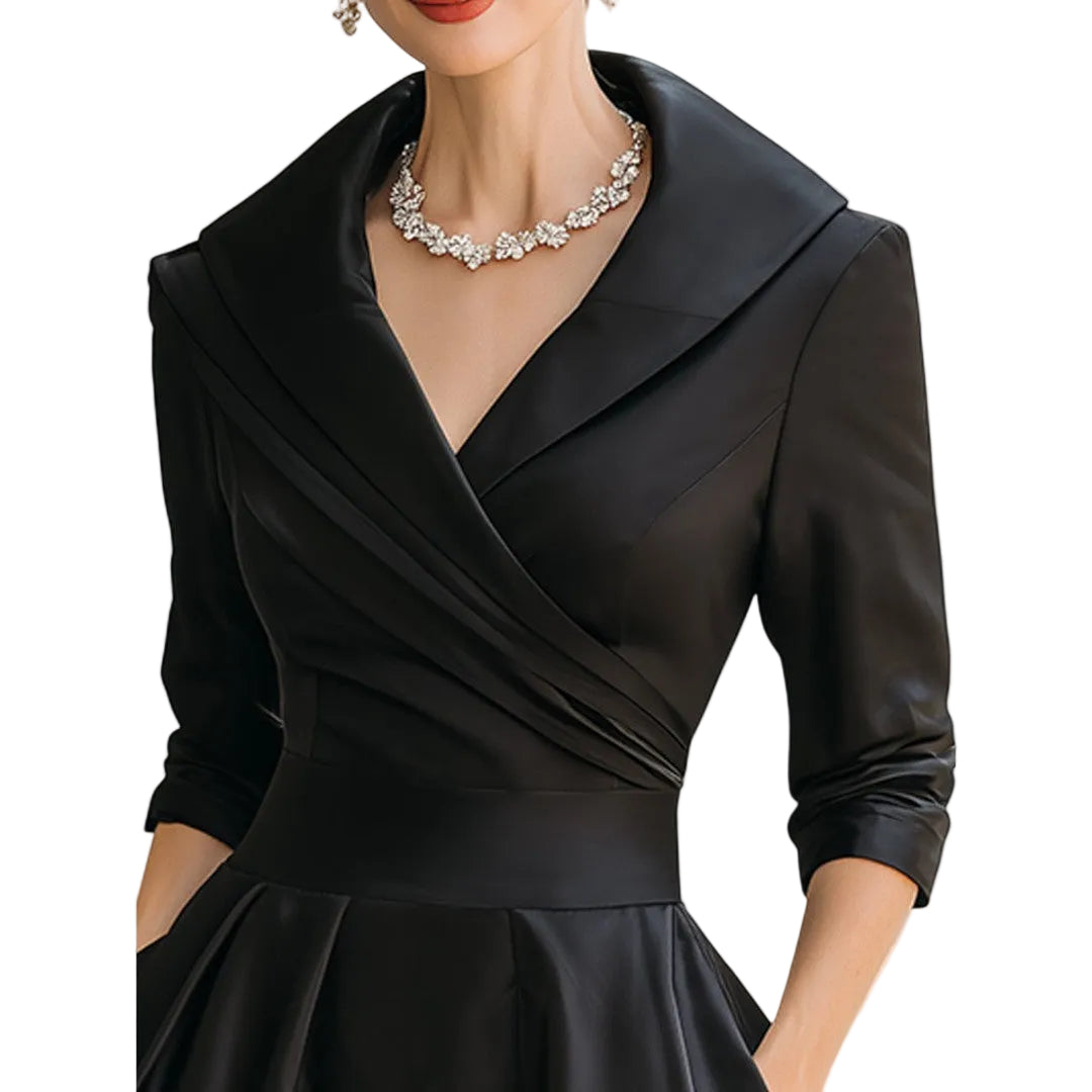 Lucienne | Women’s Elegant V-Neck Flared Midi Dress
