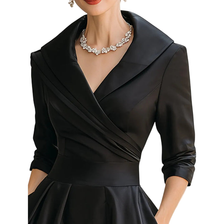 Lucienne | Women’s Elegant V-Neck Flared Midi Dress