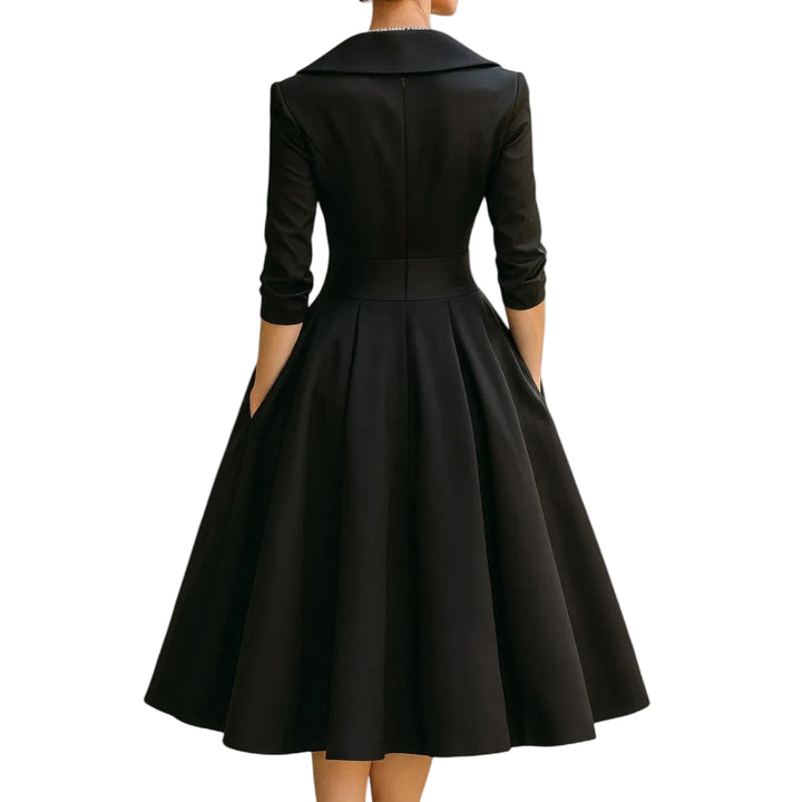 Lucienne | Women’s Elegant V-Neck Flared Midi Dress